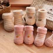 冬款 加厚纯棉卡通新生婴儿毛巾袜 全棉宝宝袜无骨接缝 0-6个月