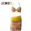 zoke洲克裙式女夏威夷性感比基尼，沙滩泳衣连体钢托聚拢116501616