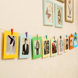 创意画框DIY挂墙组合相框 卡通悬挂纸5寸6寸7寸照片墙送麻绳夹子