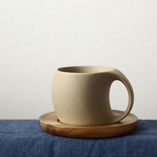 高档养生陶杯子设计感水杯马克杯简约复古咖啡杯牛奶杯办公随手杯