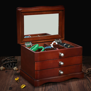 雅式木质首饰盒木制珠宝盒，饰品盒手饰品，项链收纳盒中式欧式复古