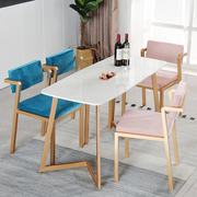 北欧大理石餐桌椅组合现代简约小户型饭桌家用46人铁艺，餐桌长方形