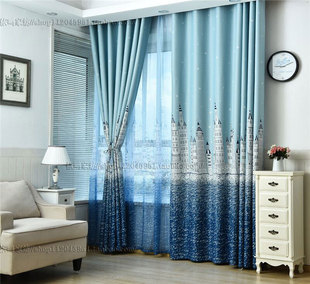 地中海成品窗帘 卧室遮光窗帘 遮光布料 客厅遮阳 阳台定制 