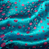 明亮天蓝湖蓝色小梅园缠枝小花，可爱织锦缎布料，丝绸缎子唐装面料