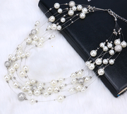 韩国时尚多层珍珠项链配饰，女短款锁骨颈链，欧美夸张大牌春夏装饰品