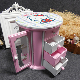 儿童卡通KT猫音乐盒创意kitty首饰盒公主生日礼物八音盒镜子收纳