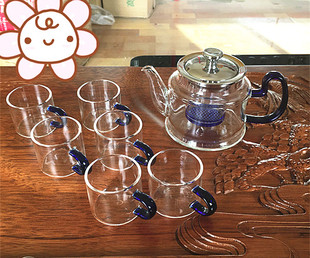 加厚耐热玻璃煮泡花草茶壶茶具，透明不锈钢玻璃，过滤内胆功夫整套装