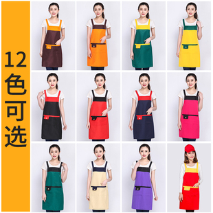 韩版时尚围裙定制logo厨房做饭防水餐厅超市咖啡店男女工作服印字