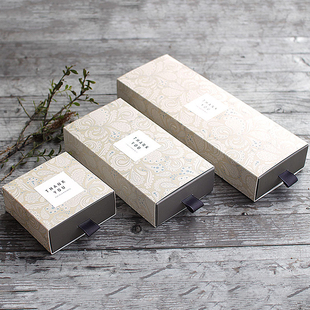 复古花纹手工皂包装纸盒茶叶，手工折叠抽屉式纸盒婚礼糖盒定制