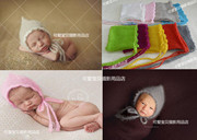 新生儿摄影道具 影楼拍照儿童摄影帽子 满月婴儿手工马海毛头饰