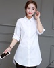 2020女士春款韩版BF风大码女装宽松长袖白衬衣中长款秋季休闲衬衫