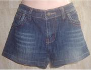 单件裤装7531大码水磨，蓝色磨白显旧绣线饰牛仔热裤短裤