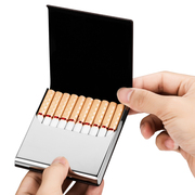 德国Mooii真皮香烟盒男便携粗10支装不锈钢创意金属烟盒diy软包硬