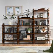 美式实木书架客厅落地欧式书柜自由组合置物架小书橱多层架收纳架