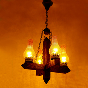 中式复古地中海仿古实木铁艺，吊灯美式乡村酒吧灯，茶楼灯餐厅灯具