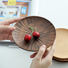 黑胡桃木榉木实木北欧日式原木，创意干果盘零食，盘子简约圆形碟子