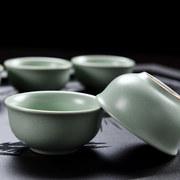 开片汝窑小茶杯，天青汝瓷品茗杯茶盏，单杯冰裂小茶碗功夫茶具