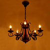 欧式铁艺地中海复古蜡烛实木吊灯客厅灯美式乡村酒吧灯餐厅灯具