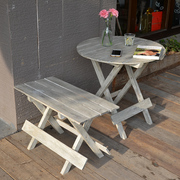 美式乡村小圆桌花架复古简约实木，椅子多肉植物，小花架阳台小桌椅