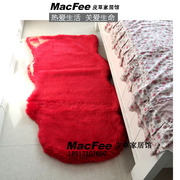 卧室床边毯客厅地垫仿羊毛拍照毯房间大红超厚狐狸飘窗垫红色家用