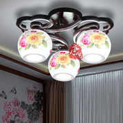 景德镇薄胎陶瓷新中式古典艺术小客厅餐厅，卧室三头吸顶灯