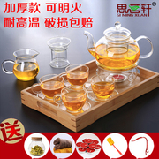 拍套装包玻璃(包玻璃)茶壶套装可加热整套茶具，花草茶壶透明过滤耐热