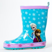 天蓝色冰雪公主Elsa中筒雨靴女童水鞋冰雪奇缘儿童套鞋