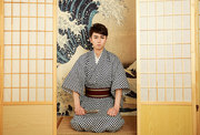 日本传统和服正装花，美男和服浴衣套装，小格武士和服加腰带套装