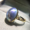 18k黄金钻石戒指日本海水异形，不规则马贝珍珠，戒指蓝光马贝定制