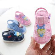 婴儿布凉鞋男1-3岁2夏软底女童小童叫叫学步鞋女宝包头女宝宝鞋子