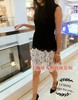 2018夏季女装蕾丝连衣裙短袖圆领修身显瘦中长款韩版A字裙子