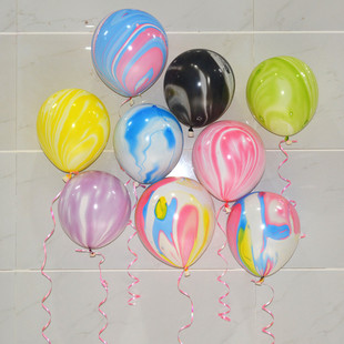 12寸圆形特色玛瑙气球印刷云彩，汽球特色酒吧ktv装饰玻璃印花气球