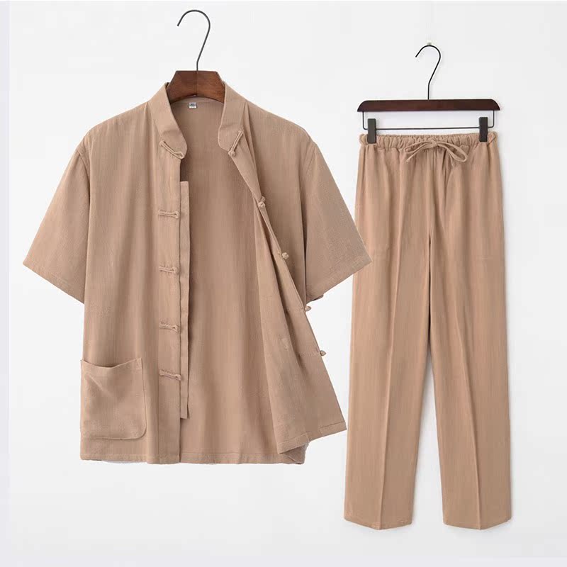 高档唐装男套装汉服春秋中国风外套居士服青年男士亚麻中式汉服太|msdalam kategori Pakaian Lelaki, pakaian kebangsaan - dari Buy2taobao.com untuk memberikan perkhidmatan ejen Taobao profesional membeli