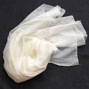 米白色真丝棉围巾纯白色植物染色蓝染扎染草木染手绘白胚布薄丝巾