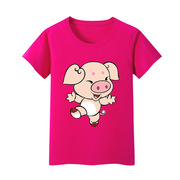 女童短袖男宝宝生肖T恤儿童猪年小猪体恤衫12岁5大红色童装本命年