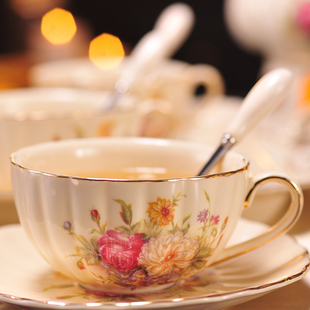 咖啡杯套装英式下午茶杯子，红茶杯欧式茶具陶瓷杯碟，家用水杯具优雅