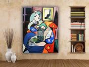 毕加索抽象画现代简约油画欧式客厅书房装饰画无框画读书的女人