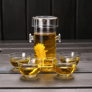 耐热玻璃杯红茶泡茶器双耳杯，过滤玻璃茶具，简易茶壶普洱功夫冲茶器