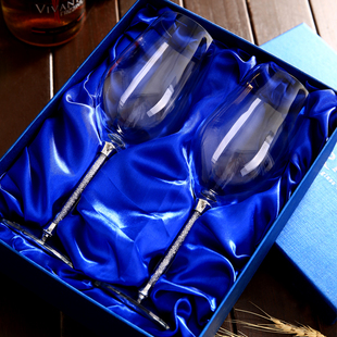 个性创意刻字diy结婚礼物水晶红酒杯高脚杯定制2个欧式礼盒一对装