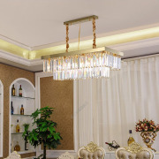 欧式金色长方形餐厅水晶，吊灯led奢华创意，家用网红过道走廊客厅灯