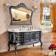 欧式浴室柜组合红橡木洗手洗脸盆，柜实木落地卫生间大理石台盆卫浴