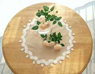 a-04欧式白色美式蕾丝圆桌布，韩式田园多用装饰花瓶，垫茶盘防尘巾