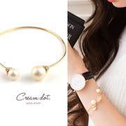 日本creamdot精致不规则大小棉花珍珠，开口手镯手环