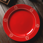 喜庆红创意欧式陶瓷餐具西餐，牛排盘出口高端瓷器婚宴水果盘