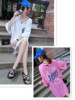 韩国夏季女装字母印花t恤时尚个性中长款韩范短袖上衣女