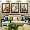 客厅装饰画沙发背景墙挂画美式花卉田园壁画三联画餐厅玄关欧式