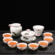 手工艺功夫茶具套装白瓷茶壶茶杯陶瓷盖碗茶道整套家用 青瓷