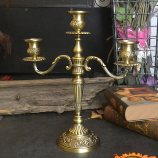 欧式复古仿青铜三头浪漫家居装饰摆件烛光晚餐生日宴会专用蜡烛台