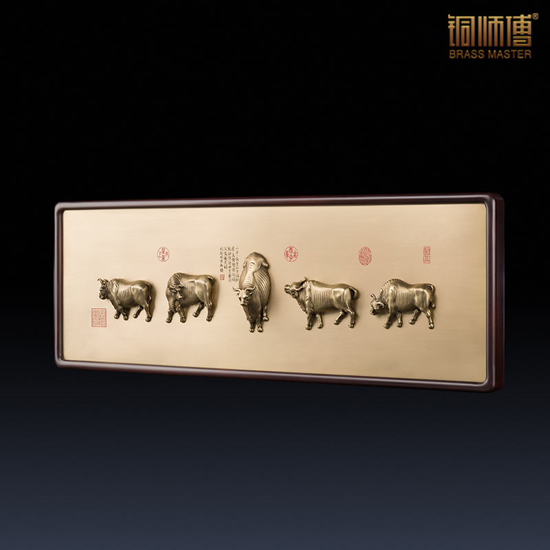 铜师傅 全铜壁挂《吉祥五牛图》家居工艺品装饰品 客厅挂件|ruв категории Домашний быт, роспись - от Buy2taobao.com для оказания профессиональной услуги покупки агента Taobao