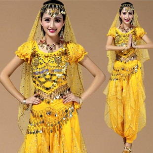肚皮舞服装套装2018新疆舞，短袖印度舞蹈表，演出服成人大码夏